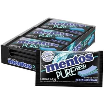 Imagem de Chiclete Mentos Sem Açúcar Strong Mint C/ 15un 127,5g