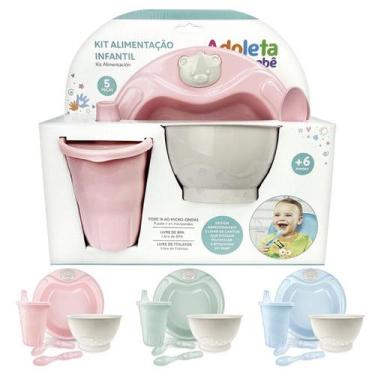 Imagem de Kit Alimentação 5 Peças Infantil Bowl Pratinho Copo Talher Adoleta Bab