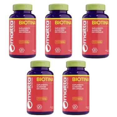 Imagem de Kit 5x Biotina 5x60 cápsulas Maltta Sabor:Sem sabor, Sem sabor
