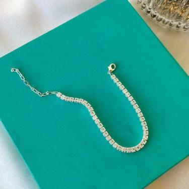 Imagem de Pulseira riviera square3x3mm cristal banhado a prata - KARINE RAMALHO