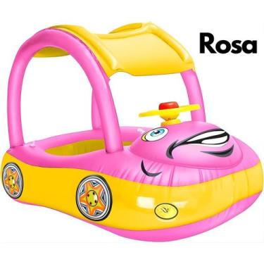 Imagem de Boia Inflável Carrinho com Protetor Solar Cor:Rosa - Genérico