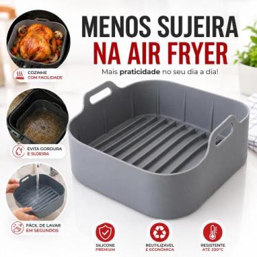 Imagem de Forma de Silicone Quadrada C/Alça Forma 20x20cm para Air Fryer Clink, 
