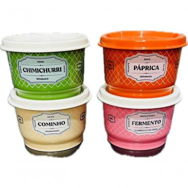 Imagem de Potes para Especiarias Clássico Organização em Cozinha com Fechamento Seguro Plástico 4 Potes de 140ML Tupperware