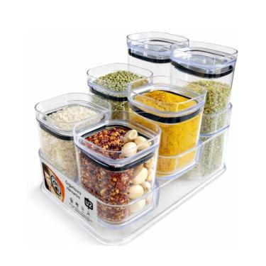Imagem de Kit Porta Temperos Transparente De Plástico Com 6 Peças Uz Utilidades