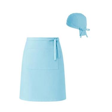Imagem de Avental Cintura Azul Claro e Bandana Confeitaria Padaria - casa cha