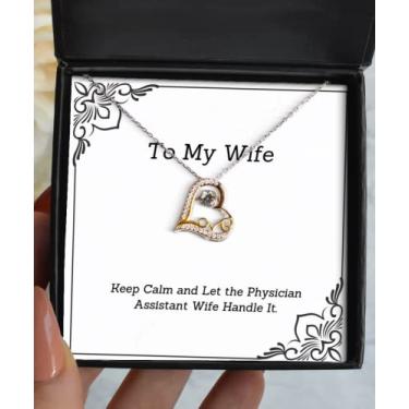 Imagem de SpreadPassion Lindos presentes para esposa, Keep Calm and Let The Physician Assistant Wife Handle It, Wife Love Dancing Necklace from Husband