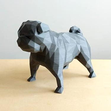Imagem de Cachorro Pug Decorativo - 10 Cm Altura -Toque 3D Cor: Cinza