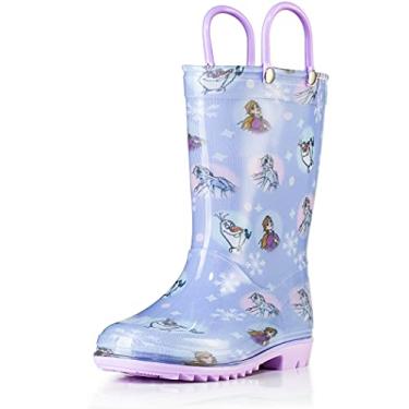 Imagem de Disney Frozen 2 Girls Anna, Elsa and Olaf Purple PVC Waterproof Licensed Rain Boots Easy-On Handles - Size 10 Toddler