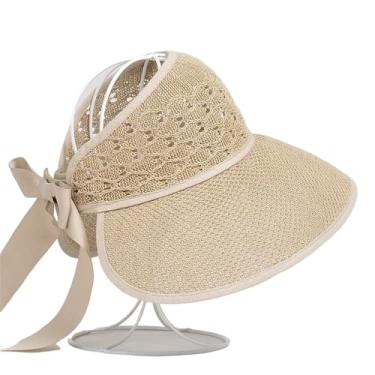 Imagem de Verão dobrável vazio chapéu de palha de palha curva grande brim chapéu ao ar livre senhoras sol chapéu,Khaki