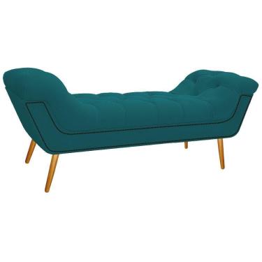 Imagem de Calçadeira Estofada 160cm Queen Size Suede Azul Turquesa