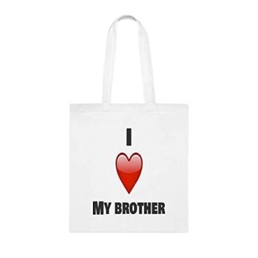 Imagem de Sacola I Love My Brother (Eu amo meu irmão) presente para irmão, bolsa de ombro irmão, bolsas reutilizáveis para irmão, presente para irmão do irmão e irmã s, Branco