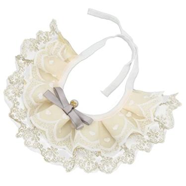 Imagem de Babador de renda para gatos, cachecol de renda para gatos lavável e bonito design requintado confortável para gatos pequenos e médios(amarelo, M)