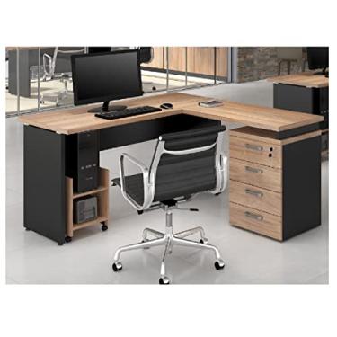 Imagem de Mesa em L Web30 1,35 c/ 4 Gavetas + Suporte CPU Calvi/Preto