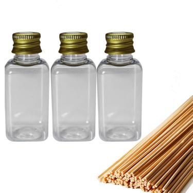 Imagem de Kit 100 Frascos Para Aromatizadores 42ml + Tampas E Varetas