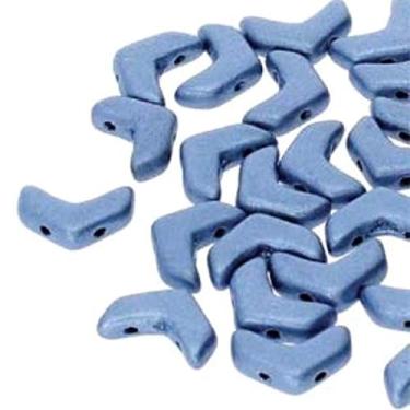Imagem de 30 Chevron Duo Czech Glass Beads. Huge Selection of Colors and FINISHES (Jet Suede Blue)