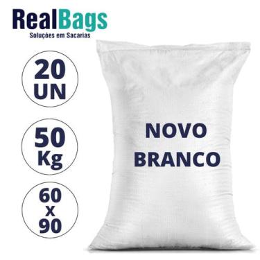 Imagem de 20 Sacos Ráfia 60X90 Reciclagem Sacaria Entulho Ração 50Kg - Real Bags