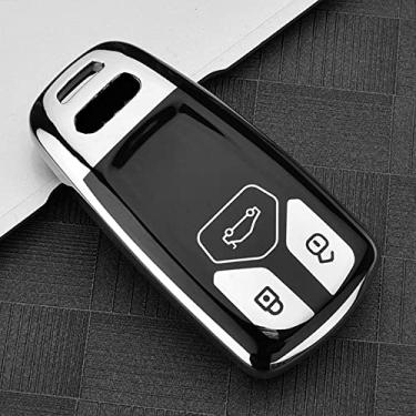 Imagem de KRUPTI Capa de proteção TPU para chave de carro, apto para AUDI A4 A4L A5 Q5 Q7 TT 2016 2017 2016 2017 2018, Prata