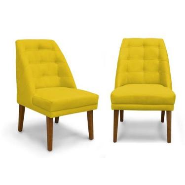 Imagem de Kit 2 Cadeiras De Jantar Paris Suede Amarelo - Meular Decor - Meu Lar