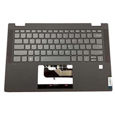 Imagem de LTPRPTS Substituição da capa superior para laptop Palmrest retroiluminado peça de montagem do teclado para Lenovo Flex 5-14IIL05 ARE05 ITL05 5CB0Y85490 cinza