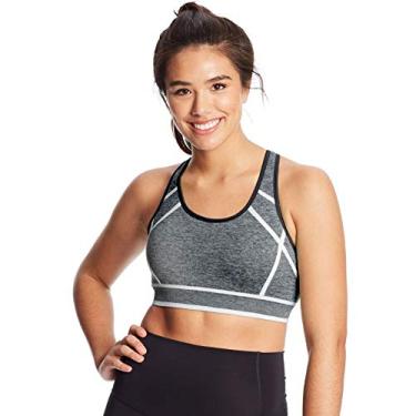 Imagem de C9 Champion Sutiã feminino sem costura com costas nadador, ébano urze/branco, P