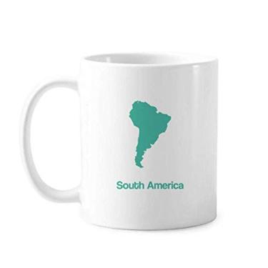 Imagem de Caneca com mapa de ilustração verde da América do Sul cerâmica xícara de porcelana de café louça
