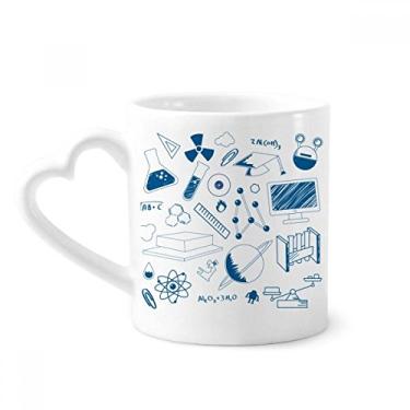 Imagem de Blue Grid Strokes Caneca com símbolo de química café cerâmica copo de coração de vidro