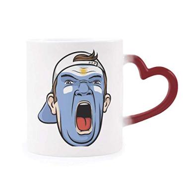 Imagem de Boné argentina de maquiagem facial gritando caneca sensível ao calor copo de grés que muda de cor vermelha