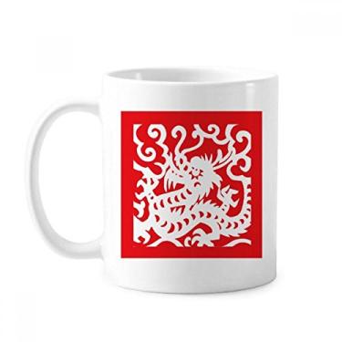 Imagem de Caneca de cerâmica com dragão de corte de papel China Zodíaco caneca cerâmica xícara de porcelana de café louça