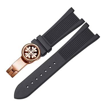 Imagem de CYSUE Para PP Patek Philippe Silicone Watch Belt 5711 5712g Nautilus Watch Strap Interface Especial 25mm*13mm Pulseira de Relógio (Cor: Preto-Rosa-old-B, Tamanho: 25-13mm)