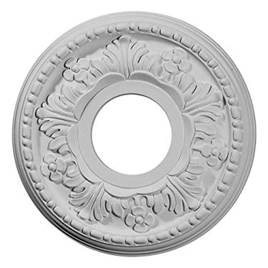 Imagem de Ekena Millwork Medalhão de teto Helene CM11HEBMC, diâmetro externo de 29,5 cm x 9,5 cm ID x 19,5 cm P, rachadura de mogno polido pintada à mão