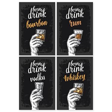Imagem de Placas Decorativas Bebidas Born Drinks 30x40cm Kit 4un