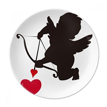 Imagem de Prato com estampa de coração de anjo do Cupido Amor Prato de porcelana Salver Prato de jantar