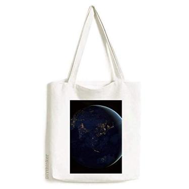 Imagem de Bolsa sacola de lona com estampa de planeta planeta Terra, bolsa de compras casual