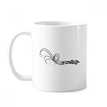Imagem de Caneca clássica com ilustração de polvo da vida marinha preta copo de cerâmica branca com alça presente de 350 ml