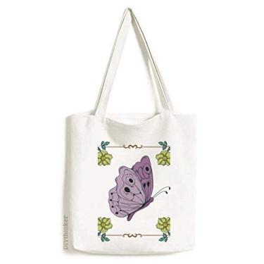 Imagem de Borboleta roxa com citação, sacola de lona, bolsa de compras, bolsa casual