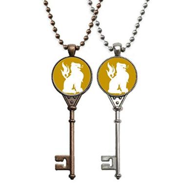 Imagem de OFFbb-USA Ferocious Ability Colar com pingente de animais sobrenaturais agachamento no exterior para decoração de casais