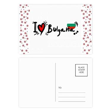 Imagem de I Love Bulgana Bandeira da Palavra Love Heart Ilustration Christmas Christmas Flower Celebration Cartão postal Blessing Mailing Card