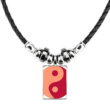Imagem de DIYthinker Taiji Colar com padrão Yin-yang Oito Diagramas Joias Torque Pingente de corda de couro