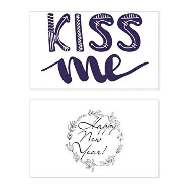 Imagem de Kiss Me Linda citação escrita à mão estilo ano novo festival cartão felicitações mensagem presente