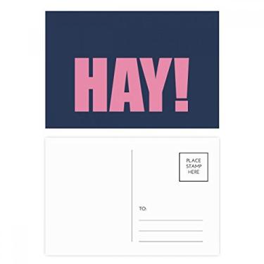 Imagem de HAY Citação Black Encourage Positive Hello Conjunto de cartões postais de aniversário para enviar cartões de agradecimento