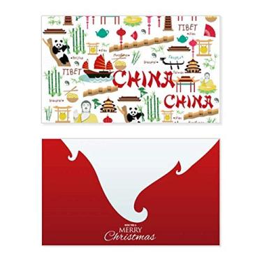 Imagem de China Bamboo Lantern Panda Holiday Merry Christmas Congrats Card Christmas Letter Message