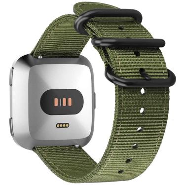 Imagem de Bandas Fintie Compatíveis com Fitbit Versa 2 / Versa/Versa Lite Edition, Acessórios de pulseira de correia de substituição de nylon macios compatíveis com relógio inteligente Fitbit Versa - Oliveira