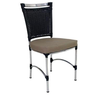 Imagem de Cadeira Em Alumínio E Fibra Sintética Jk Cozinha Edícula Preto E Lisato Fendi