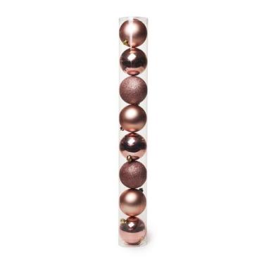 Imagem de Bolas em Tubo Rose Gold 5cm - 08 unidades - Cromus Natal - Rizzo