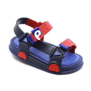 Imagem de Sandália Papete Infantil Plugt Menino BoraBora Básica Marinho Vermelho