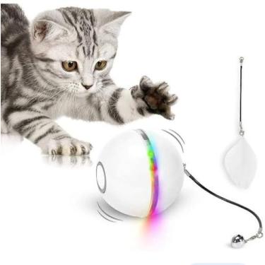 Imagem de Bolinha Brinquedo Giratório Interativo Recarregável USB para Pet Cães 