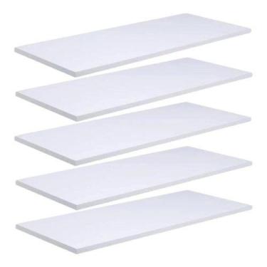 Imagem de Prateleira 3 Peças Mdf Branco 40x10 com suportes e parafusos. - LOJA &