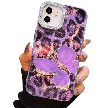 Imagem de I-MGAE-IN-AR Capa compacta para iPhone 11 com design de borboleta, moldura de proteção de lente de câmera de diamante 3D, capa protetora de TPU macia e macia à prova de choque para mulheres com