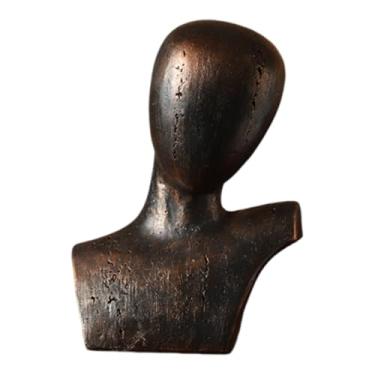 Imagem de Ｂｅｓｇａ Estatueta humana abstrata, estátua de resina, centro de mesa, sala de estar, busto, escultura, figura para loja, armário, bar, Preto