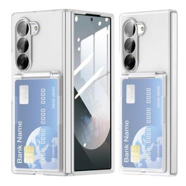 Imagem de Capa para Samsung Galaxy Z Fold6 com suporte dobrável para armazenamento de cartão de crédito e proteção para câmera (para Samsung Galaxy Z Fold6/transparente fosco)
